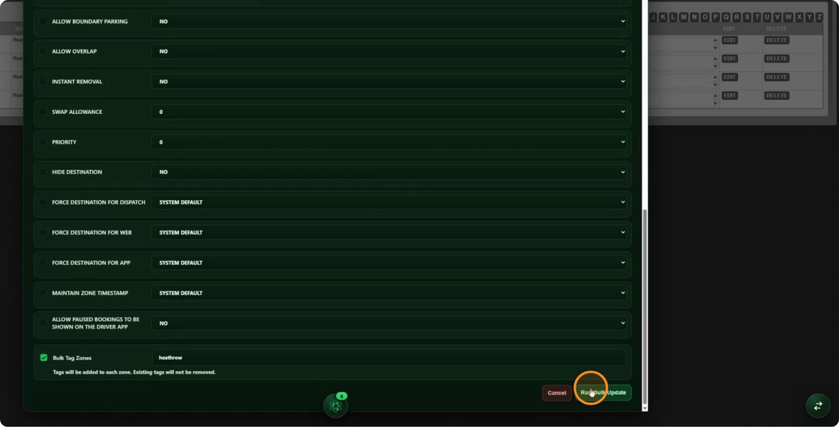 The update running